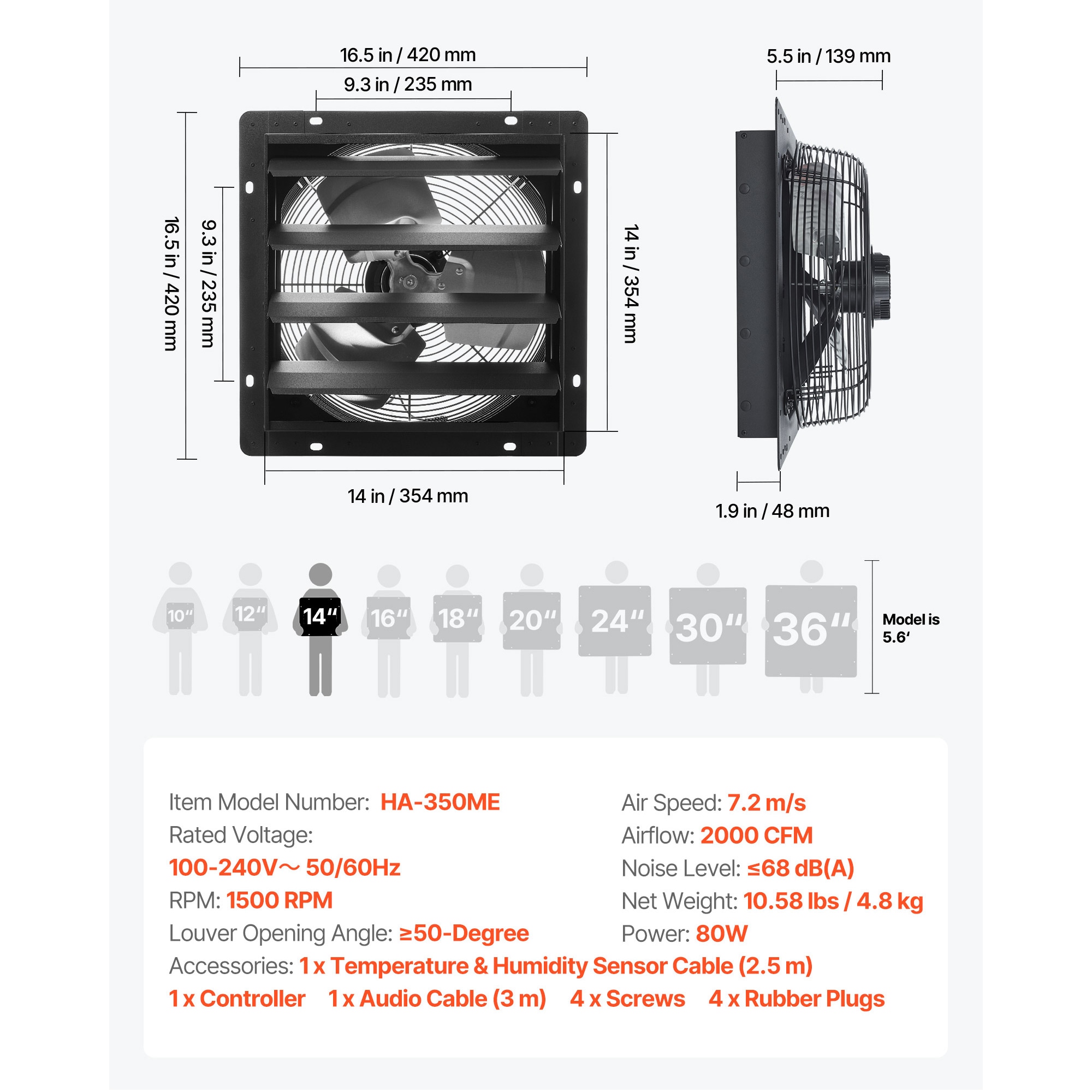 Shutter Exhaust Fan Wall Mounted With Smart Speed And Temperature_voghion.com